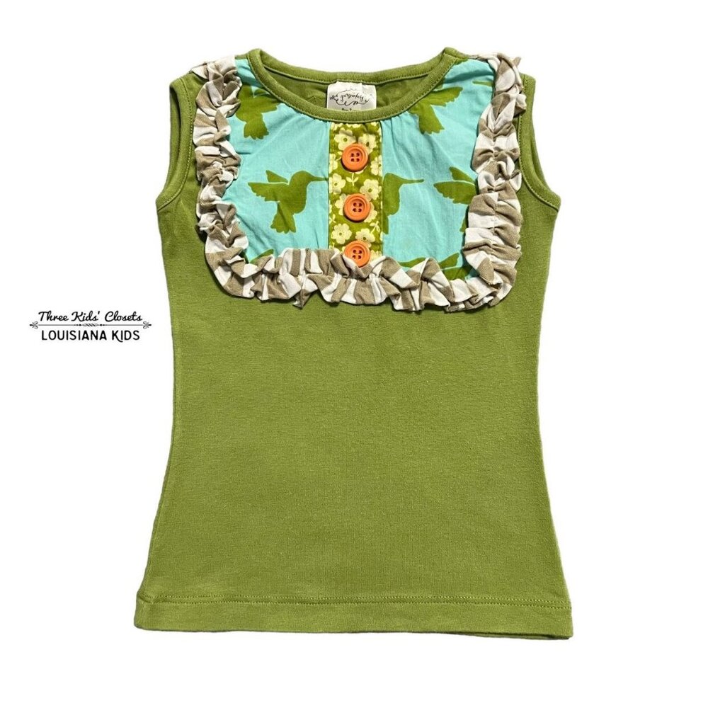 Persnickety 2Y Green Hummingbird Bib Tank Top